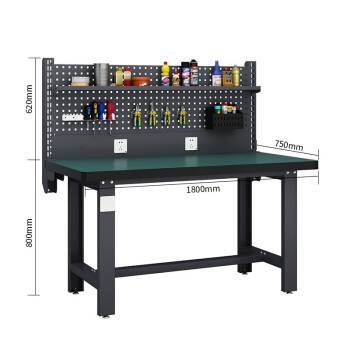 知旦防静电工作台ZD7071工具桌钳工台单桌带挂板棚板1.8米灰色