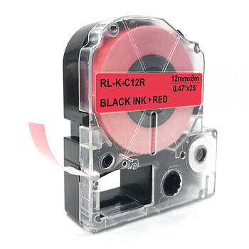 扬帆耐立标签机色带标签纸适用锦宫SR3900C 530C 550C 230C打印机标签色带12mm红底黑字KJ SC12R
