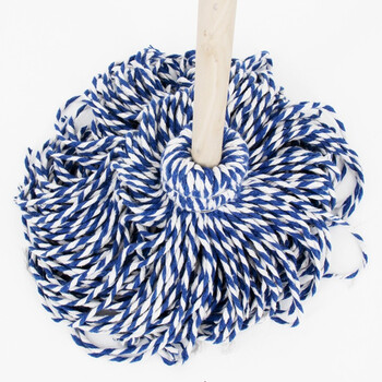 冰禹 BYaf-46 老式拖把 木柄加长木杆棉线圆头吸水拖布   蓝白线拖把（5把/件）