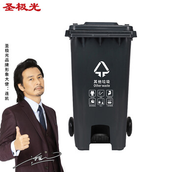 圣极光塑料垃圾桶120L分类款脚踩式小区环卫户外垃圾桶可定制G1424灰色其他