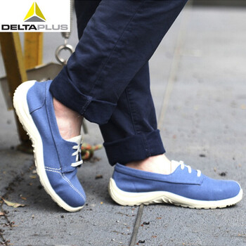 代尔塔(Deltaplus)301347帆布船鞋缝线劳保鞋定做耐磨防砸安全鞋蓝色40码1双装DKH