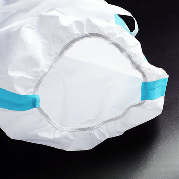 鸣固 一次性防护鞋套 无纺布隔离脚套 高筒型防水防护隔离鞋套 蓝边款 2只