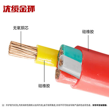 沈缆金环 YGCR-0.6/1KV-3*2.5+1*1.5mm² 国标铜芯硅橡胶耐高温电缆 1米