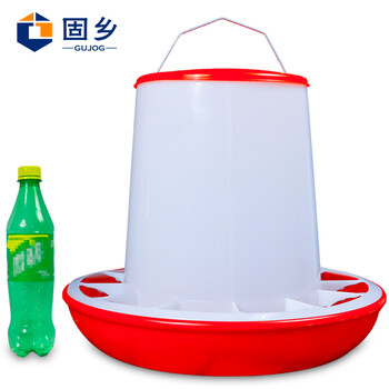 固乡 鸡饲料桶 鸡料槽食槽 鸡料筒 小鸡喂食器 鸡鸭鹅鸽子自动下料槽 养鸡饲料桶 【连体饲料桶可装10kg】