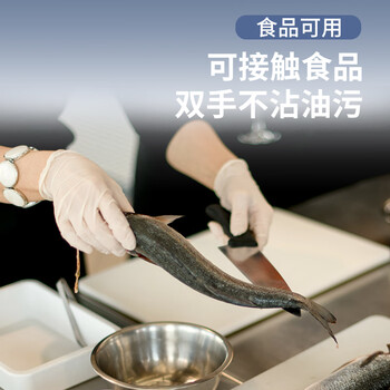 乌斯京（WOLSGIN）一次性手套丁腈橡胶食品级加厚耐用厨房防护丁晴白色100只中码