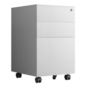 欧思泰活动柜钢制桌下柜挂劳柜三抽柜文件柜资料柜矮柜  白色侧拉