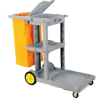 超宝（CHAOBAO）D-11-1 多用途带盖清洁手推车 灰色 垃圾收集车 保洁车布草车物业商场酒店客房服务车