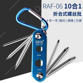 罗宾汉（RUBICON）RAF-06 十字螺丝刀PH0 PH1 PH2 一字螺丝批 套筒扳手(10合1)内六角套筒 折合式套装