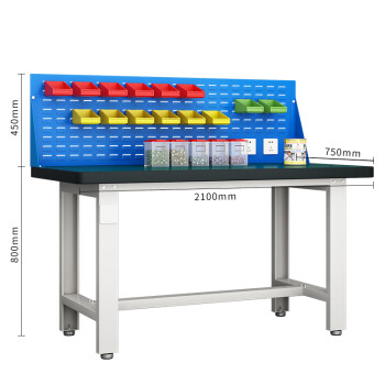 天旦重型工作台TD-T1044工厂车间操作维修台2.1米单桌带挂板含插座