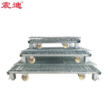 震迪仓储笼工厂可折叠铁丝笼带轮蝴蝶笼承重600kg可定制SD0935