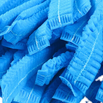 谋福 CNMF   8379-2 一次性头套 无纺布条形帽子 食品帽 保洁帽 卫生防尘帽100只装 （单筋防尘帽 蓝色款）