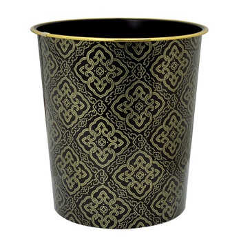 益美得 FW1231  印花垃圾桶圆形无盖 办公室卫生间纸篓  颜色随机