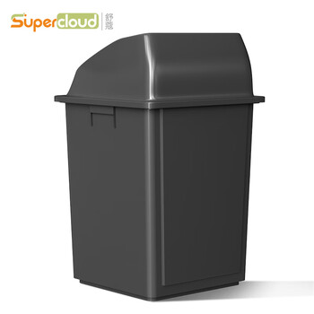舒蔻（Supercloud）商用室内外塑料弹盖大号垃圾桶户外环卫酒店小区垃圾桶翻盖垃圾箱带盖 灰色100L