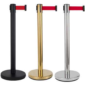 稳斯坦 WST186 警戒隔离线带柱 一米线栏杆围栏 排队护栏 立柱 安全警示带 伸缩带 标准款2米 银色