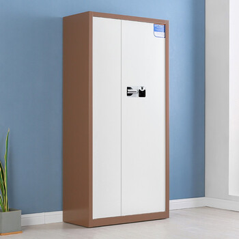 欧思泰国保锁通门二抽保密柜密码文件柜加厚钢制保密办公柜   通门咖白套国保指纹锁