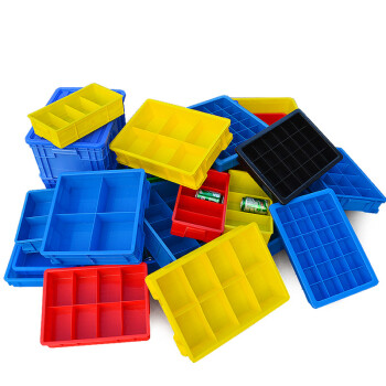 伏兴 分格箱多格塑料收纳盒零件盒周转箱工具箱物料配件盒 蓝色 宽二格350*237*96mm
