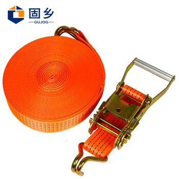 固乡 5T货物捆绑带拉紧器紧固带收紧带捆绑器固定带收紧器货车紧绳器 橘色宽5CM长20米