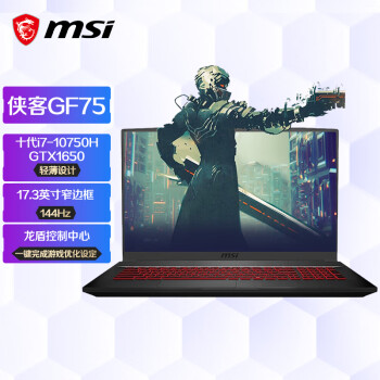 微星(msi)侠客GF75 17.3英寸轻薄游戏笔记本电脑（十代i7 8G 512G SSD GTX1650 144Hz电竞大屏）