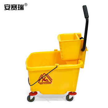 安赛瑞 商用单桶拖把榨水车 机场车站保洁拖把甩水车 45升大号单桶拖把挤水车（45L）10673
