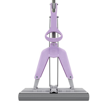 益美得 TTB060 对折挤水胶棉拖把懒人地拖可替换头免手洗拖把 紫色33cm