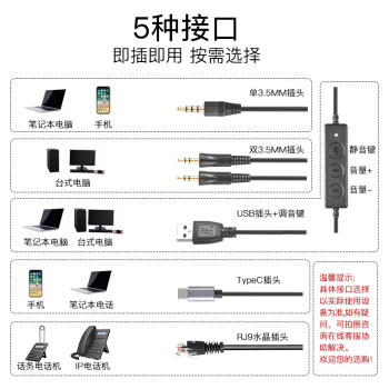亿家通  单耳话务耳机Y300-USB 头戴式耳机/客服耳机/降噪耳机/电销耳麦/商务/教育/移动办公 直连电脑PC