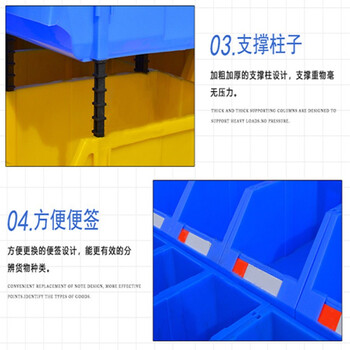贝傅特 加厚斜口零件盒收纳盒 仓库货架分类箱组合式螺丝物料盒配件盒五金工具塑料盒 蓝色（一个盒子）R2号