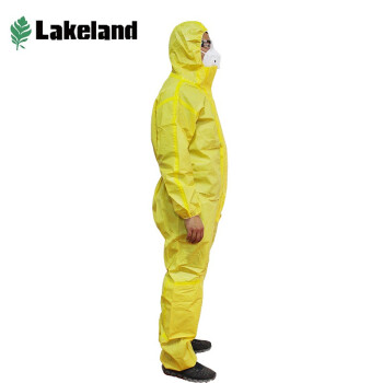 雷克兰(Lakeland)CT1S428防化服耐酸碱粉尘农药喷洒化学品带帽连体服防护服 黄色 L