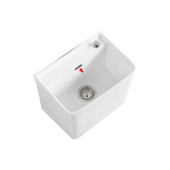 星期十阳台陶瓷洗拖把槽池卫生间落地式310台控升级版一键下水+入墙龙头防堵溢水口46cm*34cm*40cm定制