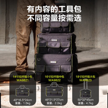 威克士（Worx）电动工具收纳双肩背包五金工具多功能车载拉杆箱 【14寸拉杆箱小包】 WA9821