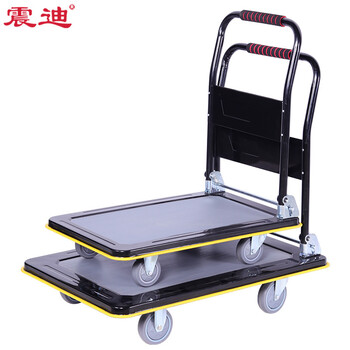 震迪钢制小推车平板拉货车搬运小推车可定制SD0592五寸轻音轮小拖车