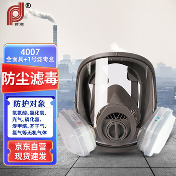 普达 防毒面具 MJ-4007全面罩配P-B-1（1号）滤毒盒七件套 尘毒两用口罩 印刷制药加工