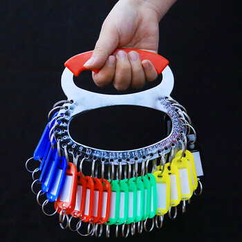 五环精诚 加厚金属钥匙盘钥匙圈 收纳可标记 分类管理钥匙环扣锁匙牌 西瓜红18位带牌