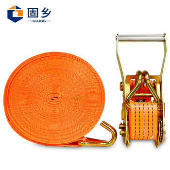 固乡 5T货物捆绑带拉紧器紧固带收紧带捆绑器固定带收紧器货车紧绳器 橘色宽5CM长15M