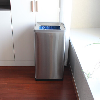 迪恩斯（DEANS）不锈钢垃圾桶公共厕所卫生间洗手间大号商用办公室无盖直投擦手纸垃圾桶大容量50升 