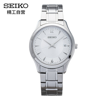 精工(seiko)男表 简约大三针防水钢带石英手表sur417p1