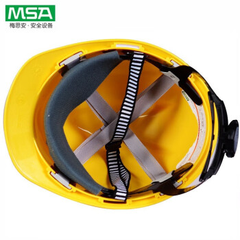 梅思安（MSA）10172902  V-GardPE标准型安全帽 黄色PE帽壳超爱戴帽衬针织布吸汗带、D型下颏带 1顶