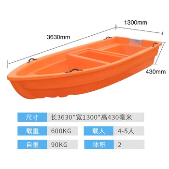 访客 FK 渔船牛筋塑料船捕鱼小船加厚PE塑胶冲锋舟养殖保洁塑料船钓鱼船冲锋舟观光塑料船冲锋舟3.3米