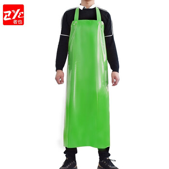 者也（ZYE）TPU防水围裙防油防污耐酸碱劳保围裙厨房食堂水产加厚耐磨长款挂脖围裙围腰 绿色