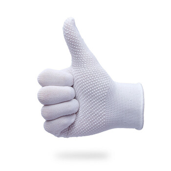 者也（ZYE）礼仪手套 加厚棉汗布劳保手套检阅表演白手套 尼龙点塑防滑12双 