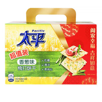 达能闲趣甜趣饼干整箱原味海苔味礼盒装小吃零食过年年货送礼800g太平