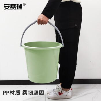 安赛瑞 塑料水桶 洗车桶 加厚手提水桶 13L 多功能清洁储水桶洗衣拖把桶 绿色 710916