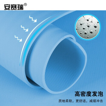 安赛瑞 防滑健身瑜伽垫 TPE健身地垫 183×61×0.6cm 加厚耐磨地垫 蓝 710808