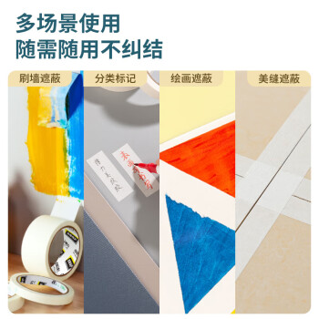 得力(deli)30669美纹纸胶带 装修遮蔽带 美缝纸 无痕纸白色15mmx20yx145um10卷