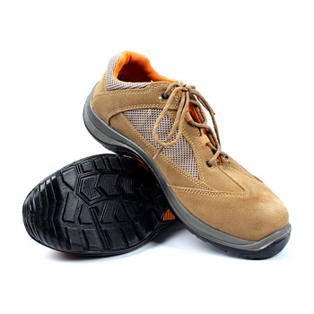 代尔塔 (DELTAPLUS)301210 防砸防刺防静电穿耐油防滑透气毛面牛皮劳保鞋米色37码1双装DKH