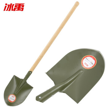 冰禹 BY-348-1 军绿色锹铲工业清洁木柄铁锹 铲土锹 铁锹 120cm优质军锹 1个