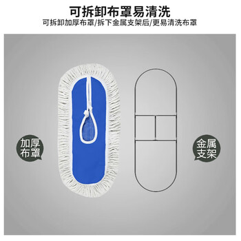 庄太太【整套110cm蓝色绑带】平板大号棉线拖把工厂酒店尘推排拖