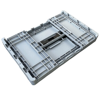 冰禹 BYA-207 加厚euo物流箱 塑料折叠式带盖周转箱 仓储零件盒工具箱 600*400*280mm(不带盖) 灰色 