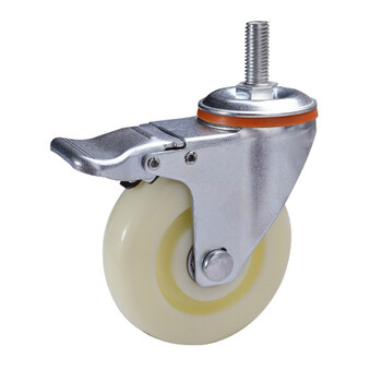 万尊 尼龙脚轮4寸万向刹车轮工业手推车丝杆轮子