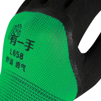 登升 L658劳保手套发泡乳胶防滑耐磨透气舒适工地干活快递搬运建筑防护