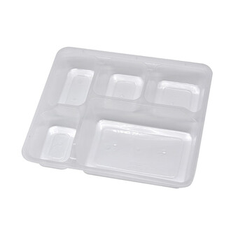 联嘉 一次性餐盒 外卖打包盒 塑料快餐包装盒 分体五格22×19×4cm 150个